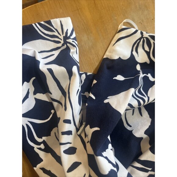 Lauren Ralph Lauren Women Navy/white Floral Print Capri Ankle Pants 10 Stretch - Picture 12 of 12